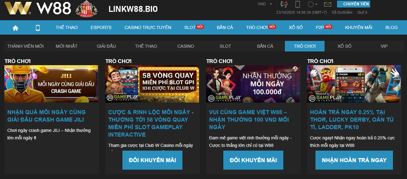 Chương trình khuyến mãi W88